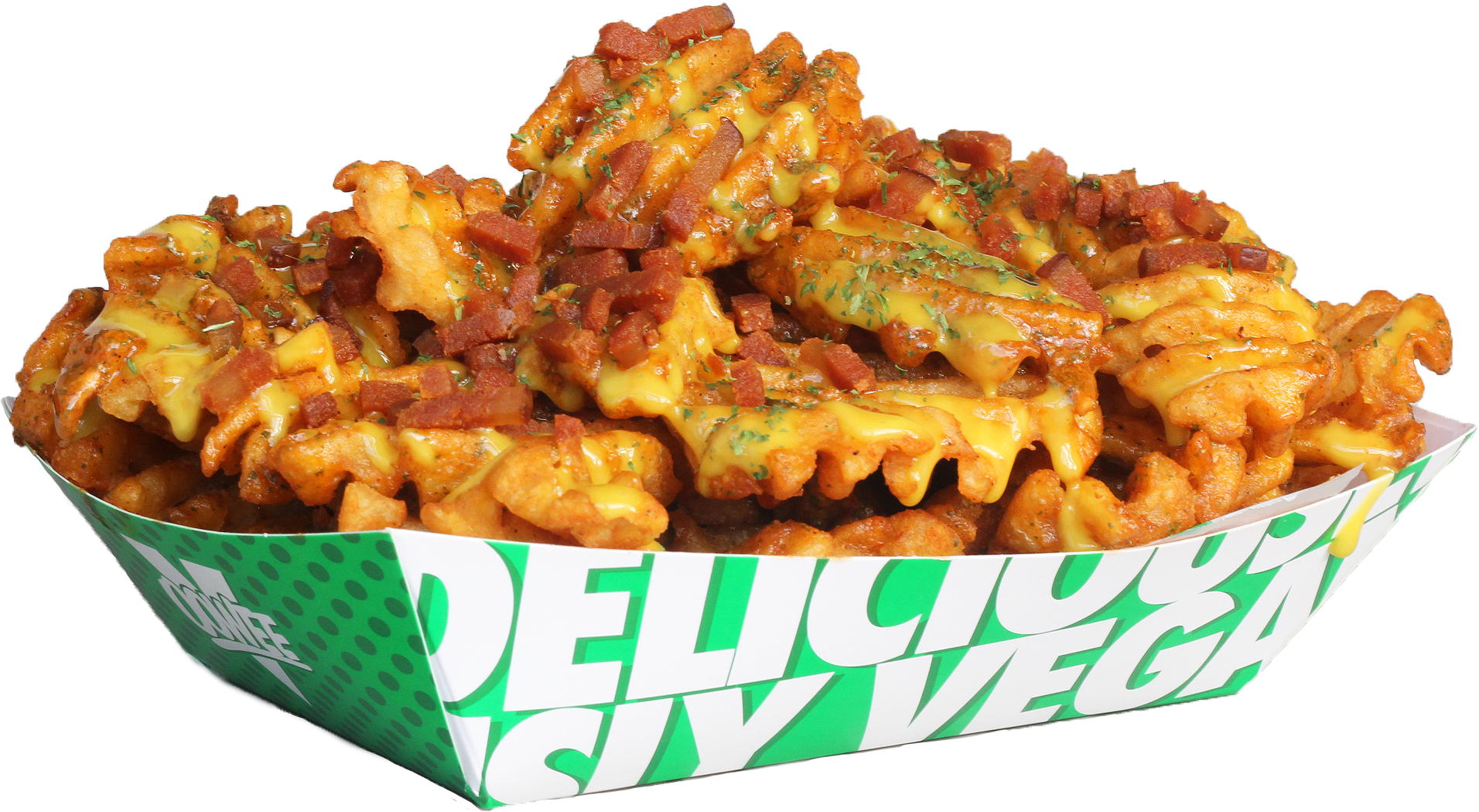 GARLIC PARMESAN & BACON BUTTER WAFFLE FRIES.